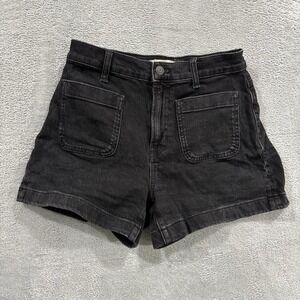 Madewell Jeans Denim Shorts Jorts Women's 28 High Rise Patch Pockets Black